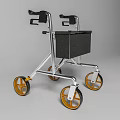 Sturdy Medical Walker With Four Wheels Black Armrests And Storage Basket Metal Frame