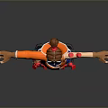 Game Movie Character Wearing Orange Crop Top Blue Shorts Goggles And Red Decorated Roller Skates