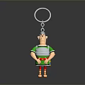 Decorative Cartoon Character Keychain With Green Shirt Red Shorts And Key Ring