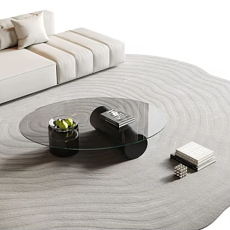 Special-shaped coffee table glass coffee table round coffee table minimalist coffee table book ornaments 3d model