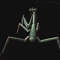 Green Mechanical Mantis Character With Red Eyes And Metallic Robot Limb Structure 3d model