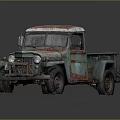 Vintage Rusted Truck Featuring Weathered Blue Green Red Paint Open Bed Classic Retro Design