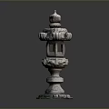 Traditional Japanese Stone Lantern With Carved Details And Decorative Garden Structure