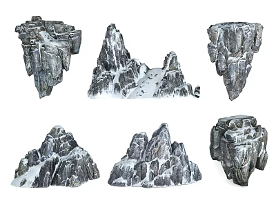 Natural Stone And Wood Decorative Rocks With Various Shapes For Garden Landscape 3d model