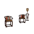 Chinese Traditional Wooden Leisure Chairs With Curved Armrests And Upholstered Seats In Modern House Interior