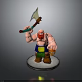 Viking Warrior Figurine With Red Beard Muscular Build Axe Shield And Round Base