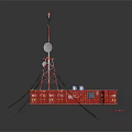 Red Industrial Modular Container Building With Tower Structure And Antenna