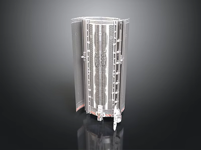 Metal Industrial Component Structure With Vertical Strip Design And Ventilation Grilles 3d model