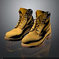 Stylish Yellow Work Boots With Laces And Orange Rubber Sole 3d model