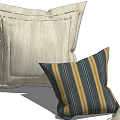 Decorative Throw Pillows With Beige Covers And Striped Patterns For Home Decor 3d model