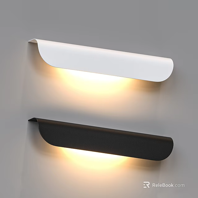 Modern Minimalist Wall Lamp in White and Black with Soft Warm Lighting Design 3d model 