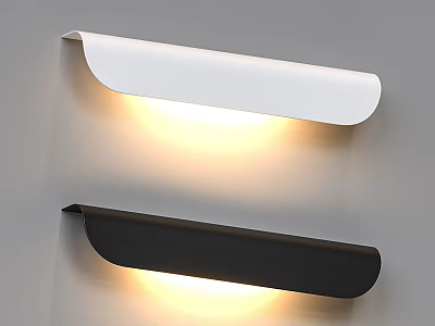 Modern Minimalist Wall Lamp in White and Black with Soft Warm Lighting Design 3d model