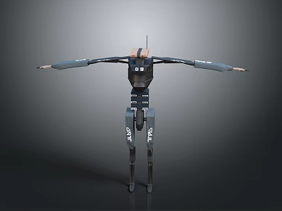 Black Mechanical Robot With Extended Arms And Multi Joint Leg Structure 3d model