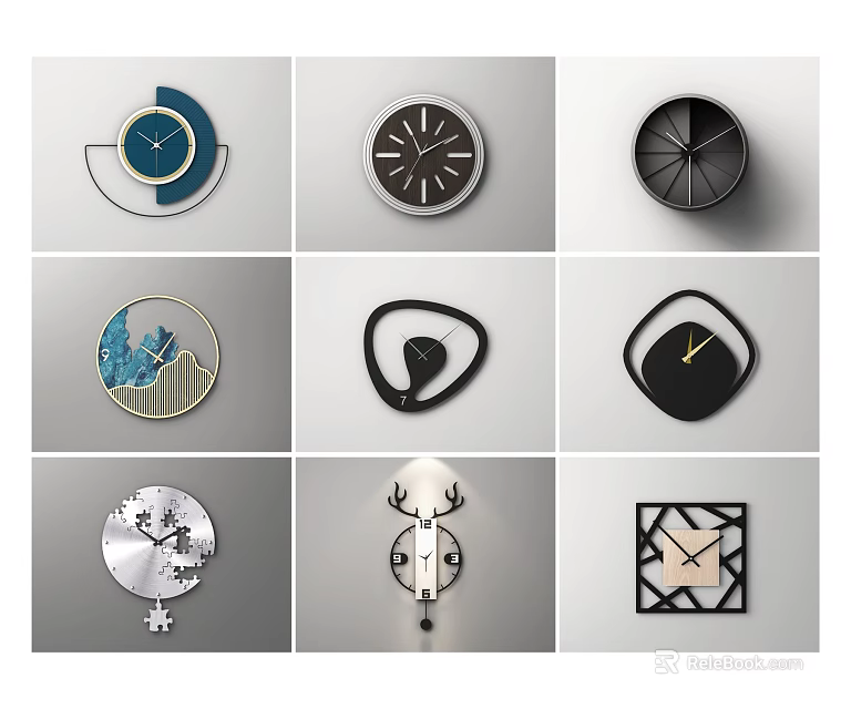 Modern Decorative Wall Clocks With Various Creative Designs And Styles 3d model