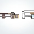 Modern Entrance Gate Design With Canopy Glass Doors And Metal Frames