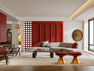 Modern Living Room Red Living Room 3d model