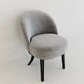Gray Velvet Single Chair With Curved Back And Black Wooden Legs Modern Design