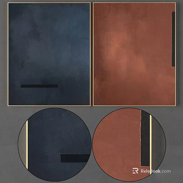 Abstract Geometric Artwork With Blue Brown Rectangles And Circular Shapes 3d model 