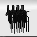 Modern Black Stackable Public Chairs With Metal Frame Space Saving Design 3d model