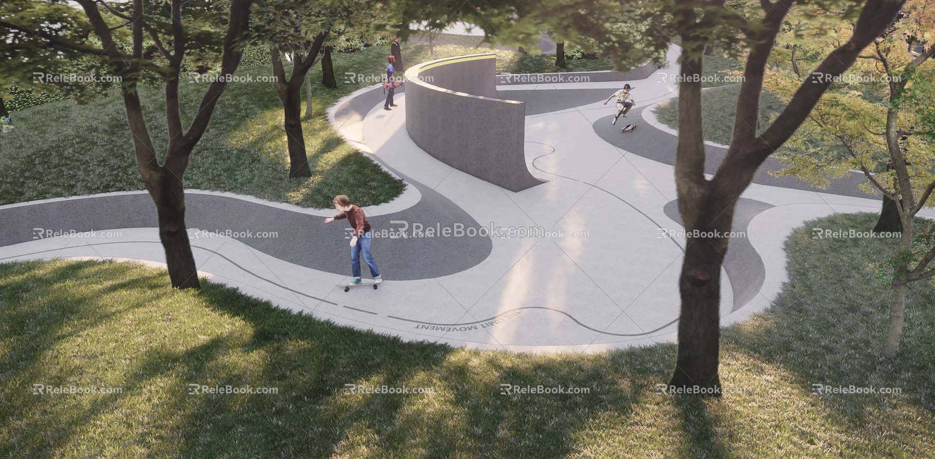 Modern Park Art Curve Skate Park 3d model