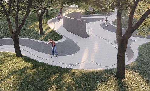 Modern Park Art Curve Skate Park 3d model