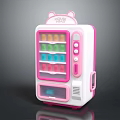 Cute Pink And White Commercial Vending Machine With Colorful Drink Compartments For Cat Tea