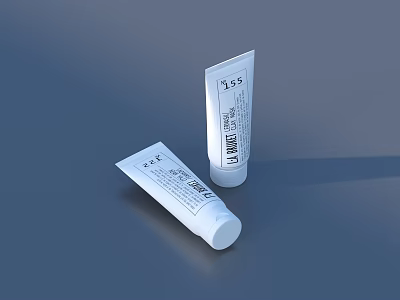 Two White Tube Daily Necessities Skincare Products With Black Text Labels 3d model