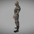 Bald Headed Game Movie Character With Red Eyes And Armored Mechanical Suit