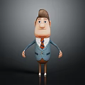 Modern Office Furniture Design With Blue Suited Cartoon Character
