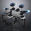 Electronic Drum Set With Multiple Drum Pads Cymbals Pedals And Drum Stool Stands 3d model