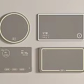 Smart Mirror Featuring Round and Square Design LED Light Display Screen Showing Temperature Health Data 3d model
