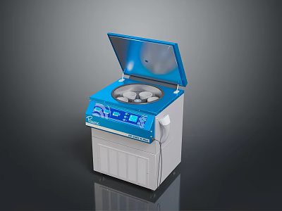 Industrial Centrifuge Machine With Blue Lid Control Panel And Digital 3d model