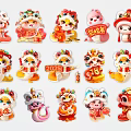 Year of the Snake Zodiac Cartoon Snake New Year Snake Element National Tide Year of the Snake 2D Snake Silhouette 3d model