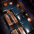 Traditional Ornate Bar Interior With Carved Ceiling Wooden Panels And Decorative Art