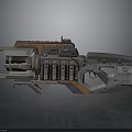 Futuristic Mechanical Weapon With Gray And Orange Structure And Magazine Barrels