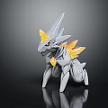 White Dragon Like Creature Model With Yellow Crystal Spikes And Crouching Stance 3d model