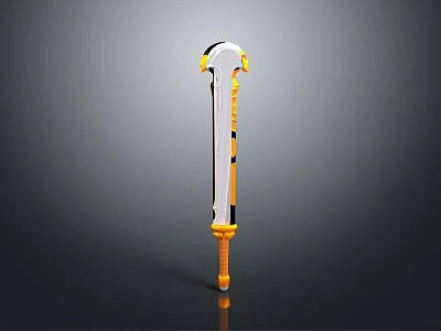 Modern Sci Fi Sword With Orange Yellow Hilt And Shiny White Blade 3d model