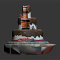 Delicious Three Layer Cake With Chocolate Drizzle Colorful Layers And Decorative Base