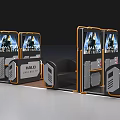 Halo Infinite Themed Entertainment Gaming Devices Featuring Modern Black Orange Design And Multiple Screens
