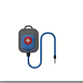Medical IV Bag With Red Cross Symbol And Blue Fluid Infusion Tube And Needle