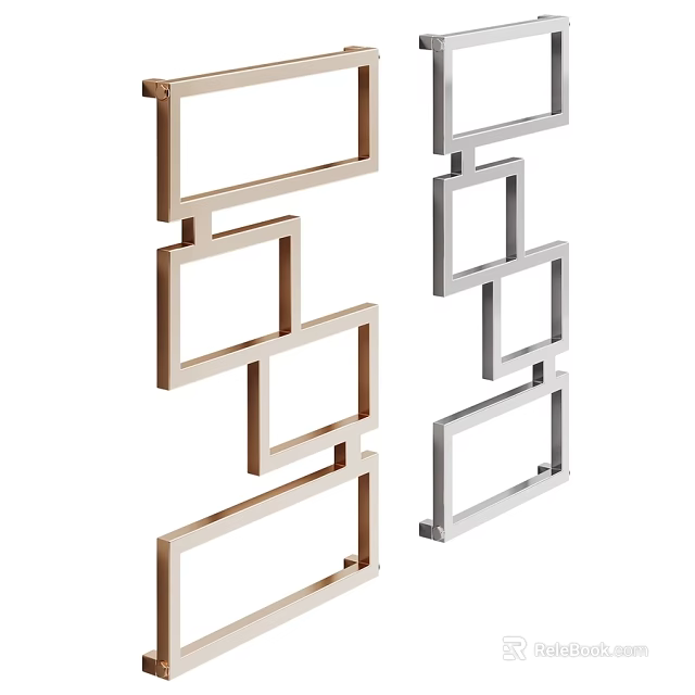 Bathroom Accessories Geometric Square Wall Mounted Storage Shelf in Gold and Silver 3d model 