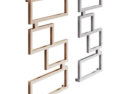 Bathroom Accessories Geometric Square Wall Mounted Storage Shelf in Gold and Silver 3d model