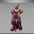 Elegant Woman In Ornate Pink Dress With Puffy Sleeves And Golden Headdress