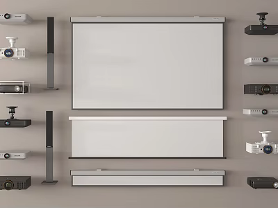 Projection Monitoring Equipment Setup With Screens Projectors And Security Cameras 3d model