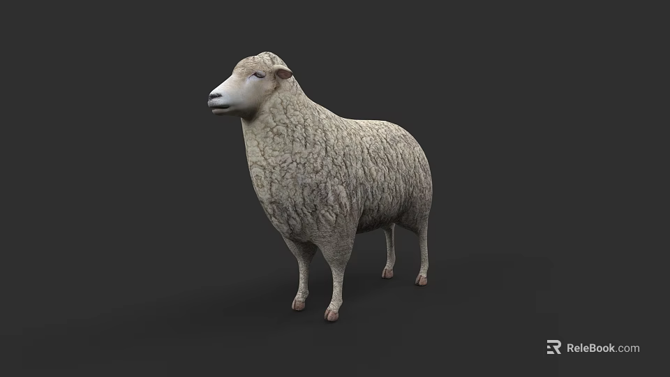 Realistic 3D Model of a Fluffy White Sheep in Standing Pose 3d model 