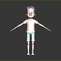 3D Boy Character Model Wearing Pink Polo Shirt Blue Shorts And White Sneakers