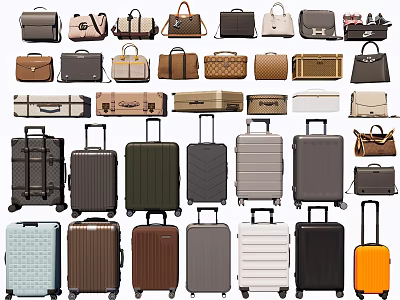 Various Styles of Fashionable Bags and Suitcases in Different Colors and Designs 3d model