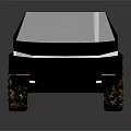 Futuristic Black Car With Transparent Roof Orange Wheels And Illuminated Strips
