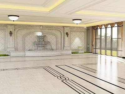 Indoor Landscape Indoor Waterscape Hotel Lobby Rest Area Away 3d model