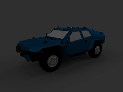 Blue Military Style Off Road Vehicle With Rugged Design And Large Tires 3d model